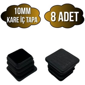 Resim Kare Demir Profil İç Tapa Geçme Plastik Ayak Geçme Koruma Plastiği 10mm 8 Adet Siyah Siyah 