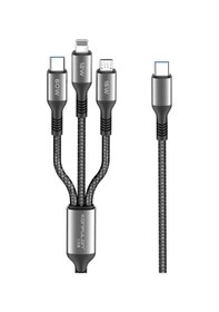 Resim Mey İthalat Dc62 3in1 Type-c To 60w Type-c / 12w Lightning / 15w Micro 1.2m Hızlı Şarj Kablo - Siy 