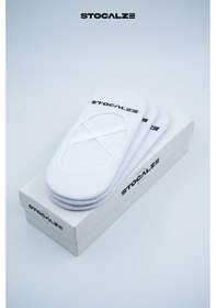 Resim Stocalze Kadın Pilates Çorabı. 3'lü Kutulu Siyah Beyaz Mor Pembe Yeşil Renkli Kadın Yoga Çorabı. Kaydırmaz Silikon Tabanlı Pilates Çorabı Beyaz 