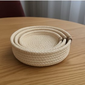 Resim Upeka 3'lü Jütip Çerezlik Mutfak Banyo Sığ Sepet Krem 5x4x3cm 