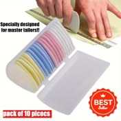 Resim 10 Adet Silinebilir Kumaş Terzi Tebeşir Seti, Çok Renkli Dikiş Desen İşaretleme Aracı, Giyim Patchwork DIY İğne İşi Aksesuarları Kutuda 