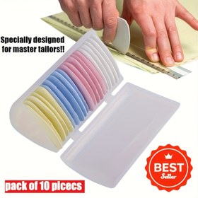 Resim 10 Adet Silinebilir Kumaş Terzi Tebeşir Seti, Çok Renkli Dikiş Desen İşaretleme Aracı, Giyim Patchwork DIY İğne İşi Aksesuarları Kutuda 