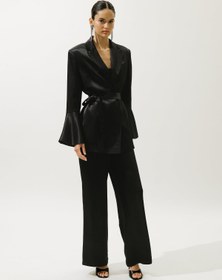 Resim Satin Belted Evening Blazer Black - BLACK / 36 