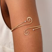 Resim 1 adet Kadınlar için Vintage Spiral Metal Kol Bilekliği ile Taşlı - Ayarlanabilir Açık Tasarım, Altın Tonlu Demir Takı Günlük Kıyafet ve Özel Durumlar İçin Dayanıklı Çok Yönlü Hediye 