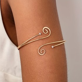 Resim 1 adet Kadınlar için Vintage Spiral Metal Kol Bilekliği ile Taşlı - Ayarlanabilir Açık Tasarım, Altın Tonlu Demir Takı Günlük Kıyafet ve Özel Durumlar İçin Dayanıklı Çok Yönlü Hediye 