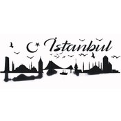 Resim Genel Markalar İstanbul Silueti Temalı (OTO-MOTOR-LAPTOP-DUVAR-DEKOR) (TİP 2) 20 X 8 Cm 