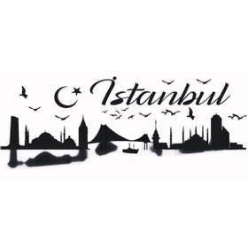 Resim Genel Markalar İstanbul Silueti Temalı (OTO-MOTOR-LAPTOP-DUVAR-DEKOR) (TİP 2) 20 X 8 Cm 