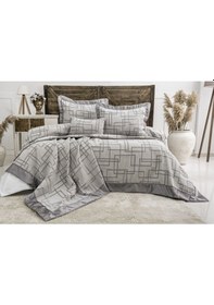 Resim Megan 4 Parça Çift Kişilik Yatak Örtüsü Seti Gri 240 X 260 Cm Gri 