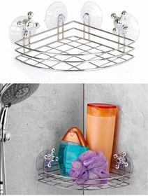 Resim X depo Vantuzlu Banyo Metal Köşe Banyo Duş Rafı Krom 