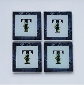 Resim Decorita Cam Bardak Altlığı T Harfli Tasarım 4'lü Takım 10 x 10 CM Çok Renkli 