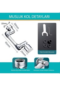 Resim Yenilzd Robotik Kol Mutfak Banyo Musluk Başlığı 1080 Derece Döneb 