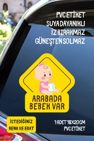 Resim alışveriş kurdu Arabada Bebek Var Araba-Motosiklet Cam Etiket Sticker - Kız Sarı 