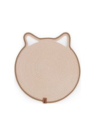 Resim Gobypet Jüt Kulaklı Yuvarlak Kedi Köpek Mama Yatak Önü Paspası Hasır Kedi Matı 40 x 40 CM 
