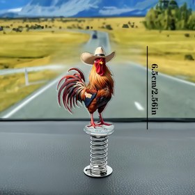 Resim 1 adet Akrilik Horoz Heykelciği, 6,5 cm, Titreşimli Araba Dekoru, Masa ve Bisiklet için Mükemmel, Aile ve Arkadaşlar için İdeal Hediye, Cadılar Bayramı, Noel, Şükran Günü, Otomobil Aksesuarları için Uygun 