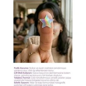 Resim Stopever Spot Patch 20 Adet Akne Patch Siyah Nokta Karşıtı Holografik Yıldız Kalp Cilt Bakım Maskesi 