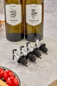 Resim FBZhome 4'lü Kapaklı Şişe Ucu Servis Aparatı Damlalık Yağdanlık Tıpa Tapa Mantar 