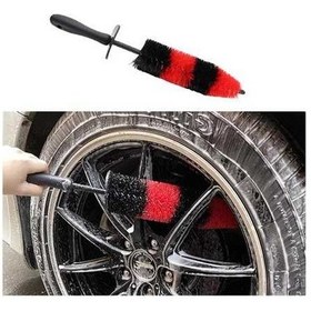 Resim Didadodo Kırmızı-siyah Jant Fırçası: Yumuşak Kıllar, Ergonomik Sap, Dayanıklı Araç Temizleme Fırça 