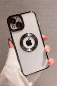 Resim casesing Iphone 14 Plus Logo Detaylı Kamera Lens Korumalı Renkli Çerçeveli Şeffaf Slikon Luxury Kılıf 