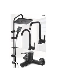 Resim Mat Delta Siyah Robot Yağmurlama Duş Seti Banyo Lavabo Ve Evye Batarya Seti Siyah 