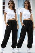 Resim BSBSPOR Yazlık 2 Li Siyah Gri Bol Kesim Eşofman Altı Oversize Salaş Ikili Jogger 2 Iplik Yazlık 