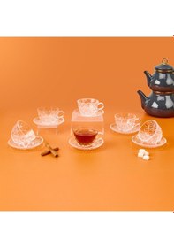Resim Arow Esta 12 Parça Cam Çay Fincan Seti - Şeffaf Çok Renkli 