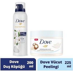 Resim Dove Dove Macademia Fındığı & Pirinç Sütü Vücut Peeling 225 ML + Deeply Nourishing Duş Köpüğü 200 ML 