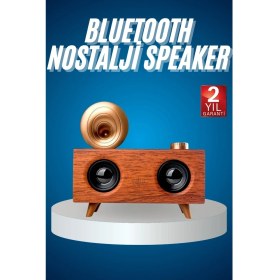 Resim Zengezur Bluetooth Nostalji Speaker Radyo Gramofon Ahşap Renk Vintage 
