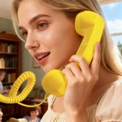 Resim Retro Döner Stil Type-C Masa Telefonu - Tak ve Çalıştır, Ses Kontrollü, Radyasyon Azaltan Hands-Free Görüşme, Vintage Sarı/Kırmızı - Akıllı Telefonlar/Tabletler, Masaüstü ve Mobil Kullanım İçin (Taban/Ekipman Gerekmez) 