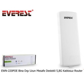 Resim EVEREST EWN-220POE, 300Mbps, 5Ghz WiFi, 10dbi Anten, 5Km Menzil, Noktadan Noktaya, Dış Mekan, Access Point CPE 