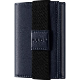 Resim Deri Cüzdan, Üç Katlı Minimalist Cüzdan, RFID/NFC Korumalı - Açık Lacivert 