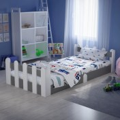 Resim Montessori Karyola Beyaz-Antrasit 90X190 Yatak Uyumlu Oval Kesim Çocuk Yatağı TLP-312 