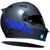 Resim Reflektif Mavi Damalı Kask Motosiklet Sticker Takımı Çınar Extreme 