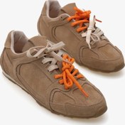 Resim Eray Kadın hakiki deri vizon süet çift bağcıklı sneaker spor ayakkabı 