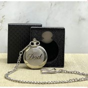 Resim Özel Kutulu Dad (Baba) Tasarımlı Gümüş Köstekli Saat 