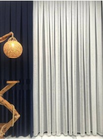 Resim Keten Tül Perde Bambu Keten Foldet Lüks Tül 1/3 Sık Pile Ekru 