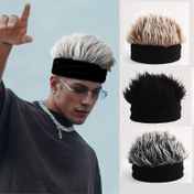 Resim Erkekler için Hip-Hop Moda Bere - Sahte Saçlı Siyah Örgü Kafatası Kapak, Partiler, Cosplay ve Günlük Giyim için Şık Kafatası Şapkası, Parti Aksesuarı, Modern Aksesuar, Dayanıklı Başlık 