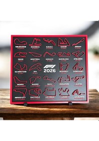 Resim Formula 1 2026 Sezonu Yarış Takvimi Dekoratif Pano - F1 Pist Haritaları 