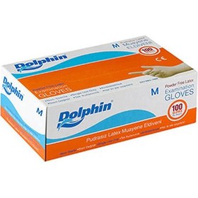 Resim Dolphin Pudrasız Beyaz Lateks Muayene Eldiveni 20 x 100'lü 