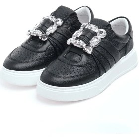 Resim Derinet Hakiki Deri Taş Aksesuarlı Kadın Sneaker 