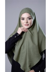 Resim Hürrem Bone Fıstık Yeşili Pratik Hazır Geçmeli Tesettür Eşarp Pamuk Caz Kumaş Düz Hijab 2306 36 