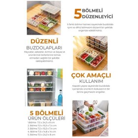 Resim 5 Bölmeli Buzdolabı Düzenleyici, Difriz Organizeri, Derin Dondurucu Düzenleyici, 3'lü Set Renkli 