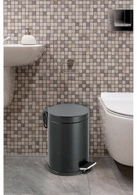 Resim Siyah Renkli Paslanmaz Koram Pedallı 3 Lt Çöp Kovası Siyah 