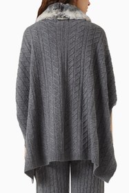 Resim Collar-detail Poncho, Gri Şık ve Lüks Kadın Triko Panço - Gri / M 