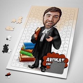 Resim Erkek Avukata Özel Karikatürlü Puzzle 