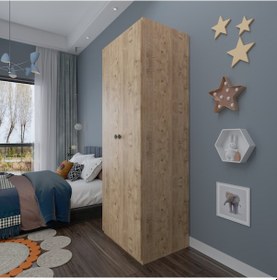 Resim Ed Pet Dizayn 2 Kapaklı Elbise Dolabı Atlantik Çam 80 Cm Genişlik 