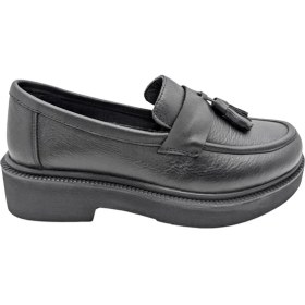 Resim Tabya - 1005 | Kadın Hakiki Deri Ortopedik Kalın Taban Oxford Ayakkabı - Siyah - 41 