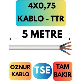 Resim Öznur 4x0,75 Ttr Kablo Metre Seçenekli Beyaz - 5 Metre 