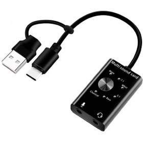 Resim Alfais 5259 7.1 Multi Çoklu Fonksiyonlu 3.5mm Kulaklık Mikrofon Type C Usb Ses Kartı 