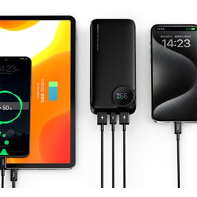 Resim Recci RPB-P48 Powerbank PD 20W Dijital LED Göstergeli Hızlı Şarj Özellikli 22.5W 10000mAh Siyah Siyah 