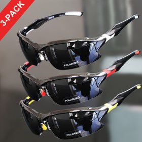 Resim Erkekler & Kadınlar için 3 Adet Polarize Spor Gözlükleri, Bisiklet, Beyzbol, Koşu, Balık Tutma, Golf, Güneşlenme için Dış Mekan Günlük Gözlükler 